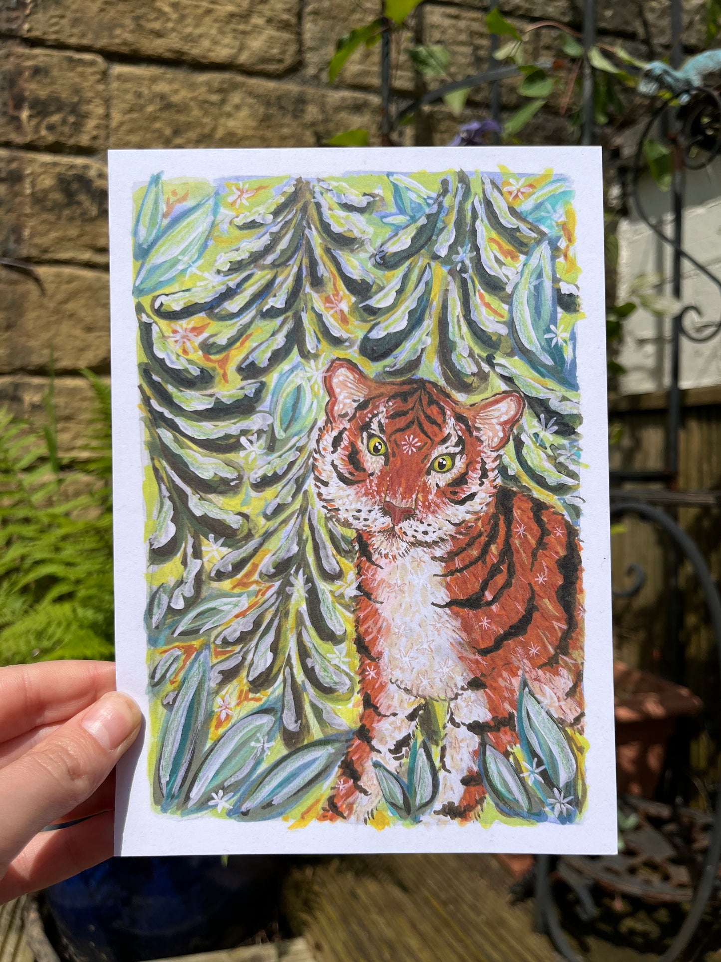 Tiger in the Snow A5 Print