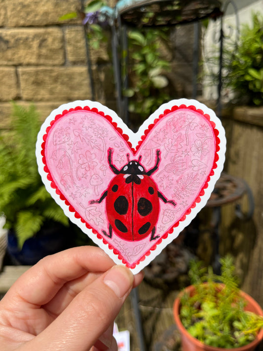 Ladybird Heart Sticker