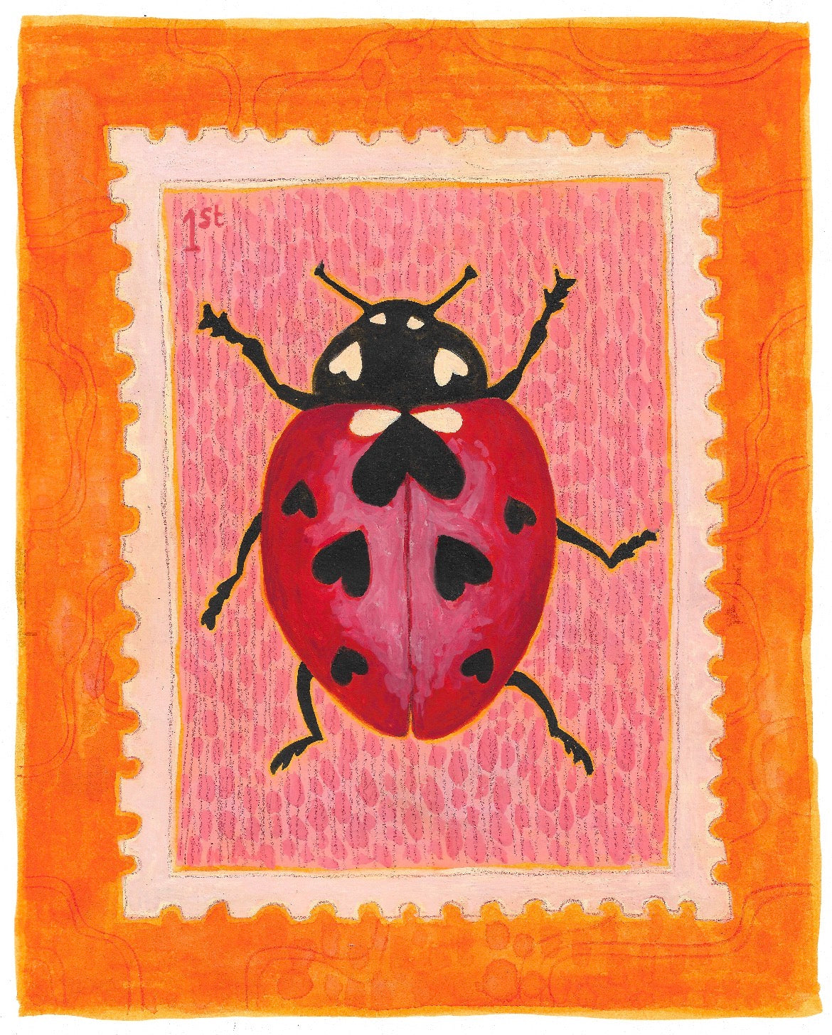 Ladybird Stamp A5 Print