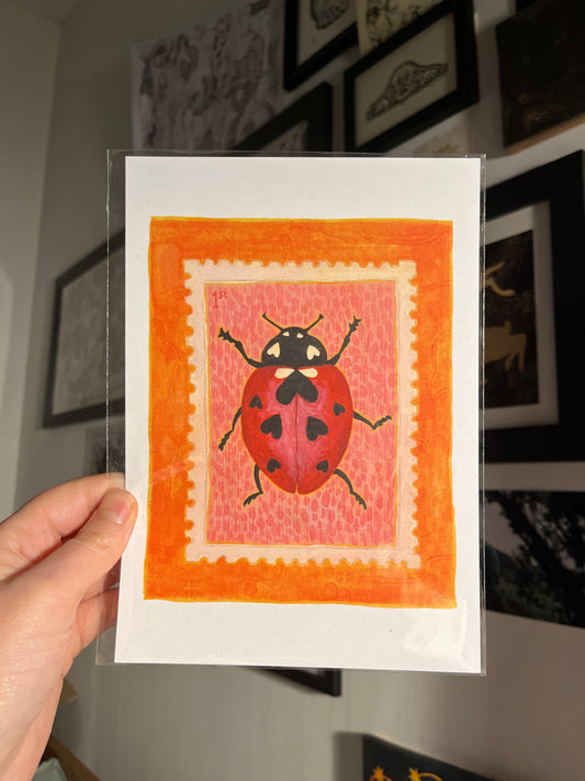 Ladybird Stamp A5 Print